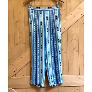 BCBGMaxazria Cedric Patterned Print Summer Lounge Cropped Blue Pants Size XS